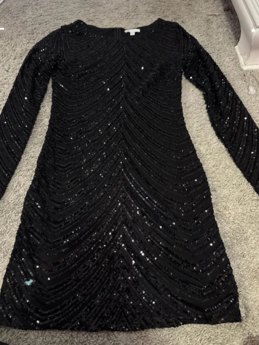 Gianni Bini Black Long-Sleeve Sequin Shift Dress